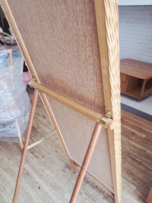 Vintage  Full Length Cheval Mirror – Boho Wicker Rattan Frame + Wooden Stand 1970's