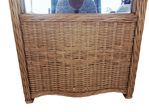 Vintage  Full Length Cheval Mirror – Boho Wicker Rattan Frame + Wooden Stand 1970's