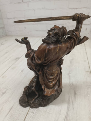 Antique Vintage Chinese Bronze Figure LARGE  Zhong Kui Fenshui Deity 1970's