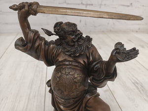 Antique Vintage Chinese Bronze Figure LARGE  Zhong Kui Fenshui Deity 1970's
