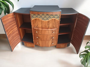 Mid Century Vintage Cocktail Cabinet / Drinks Cabinet - Art Deco Bar / Emanuel  Sideboard Home Bar Refurbished