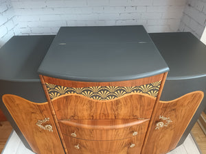 Mid Century Vintage Cocktail Cabinet / Drinks Cabinet - Art Deco Bar / Emanuel  Sideboard Home Bar Refurbished