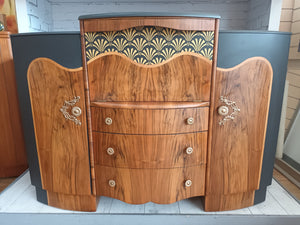 Mid Century Vintage Cocktail Cabinet / Drinks Cabinet - Art Deco Bar / Emanuel  Sideboard Home Bar Refurbished