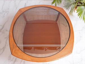 Mid Century Teak Danish G Plan Style Coffee Table Smoke Glass Retro Vintage 1970
