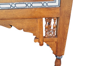 Vintage Wooden Moorish Desk Moroccan Eastern Bone Mother of Pearl Writing Table 1980