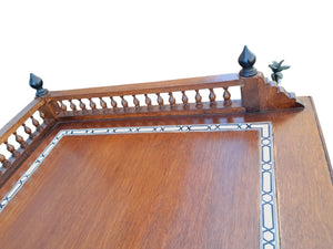 Vintage Wooden Moorish Desk Moroccan Eastern Bone Mother of Pearl Writing Table 1980