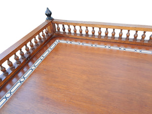 Vintage Wooden Moorish Desk Moroccan Eastern Bone Mother of Pearl Writing Table 1980