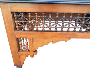 Vintage Wooden Moorish Desk Moroccan Eastern Bone Mother of Pearl Writing Table 1980