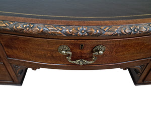 Antique Desk Writing Desk Edwardian Queen Anne Style Vintage Desk Leather Top 1910 Restored