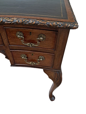Antique Desk Writing Desk Edwardian Queen Anne Style Vintage Desk Leather Top 1910 Restored