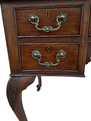 Antique Desk Writing Desk Edwardian Queen Anne Style Vintage Desk Leather Top 1910 Restored