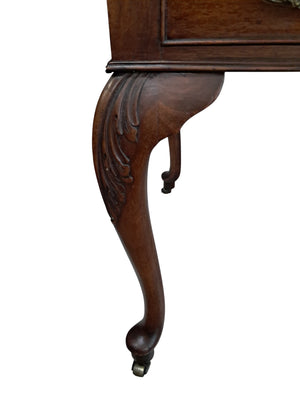 Antique Desk Writing Desk Edwardian Queen Anne Style Vintage Desk Leather Top 1910 Restored