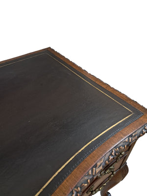 Antique Desk Writing Desk Edwardian Queen Anne Style Vintage Desk Leather Top 1910 Restored
