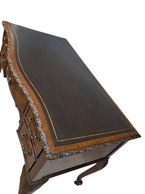 Antique Desk Writing Desk Edwardian Queen Anne Style Vintage Desk Leather Top 1910 Restored