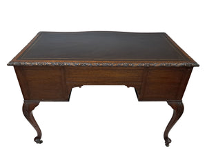 Antique Desk Writing Desk Edwardian Queen Anne Style Vintage Desk Leather Top 1910 Restored