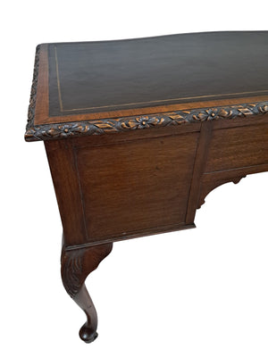 Antique Desk Writing Desk Edwardian Queen Anne Style Vintage Desk Leather Top 1910 Restored