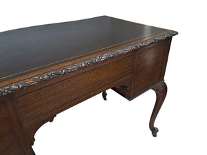 Antique Desk Writing Desk Edwardian Queen Anne Style Vintage Desk Leather Top 1910 Restored