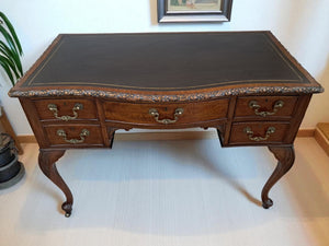Antique Desk Writing Desk Edwardian Queen Anne Style Vintage Desk Leather Top 1910 Restored