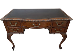 Antique Desk Writing Desk Edwardian Queen Anne Style Vintage Desk Leather Top 1910 Restored