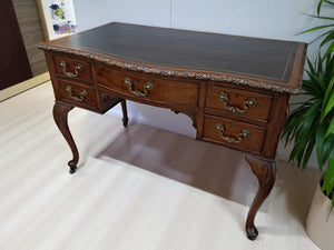 Antique Desk Writing Desk Edwardian Queen Anne Style Vintage Desk Leather Top 1910 Restored