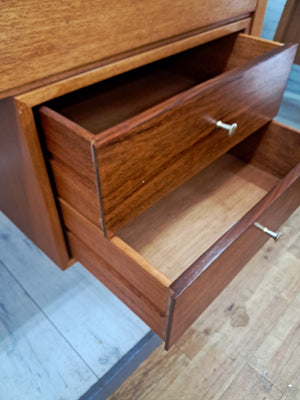 Mid Century Compact Desk Leather Top Dressing Table Uniflex Restored 1960