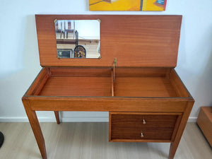 Mid Century Compact Desk Leather Top Dressing Table Uniflex Restored 1960