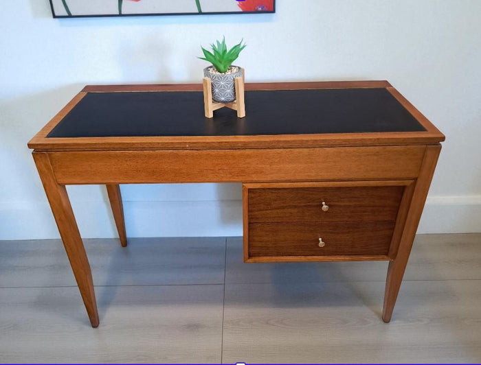 Mid Century Compact Desk Leather Top Dressing Table Uniflex Restored 1960