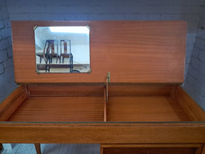 Mid Century Compact Desk Leather Top Dressing Table Uniflex Restored 1960