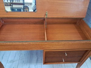Mid Century Compact Desk Leather Top Dressing Table Uniflex Restored 1960