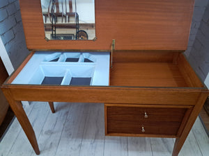 Mid Century Compact Desk Leather Top Dressing Table Uniflex Restored 1960