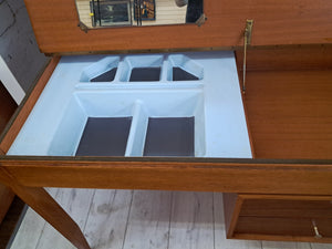 Mid Century Compact Desk Leather Top Dressing Table Uniflex Restored 1960