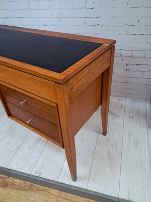 Mid Century Compact Desk Leather Top Dressing Table Uniflex Restored 1960
