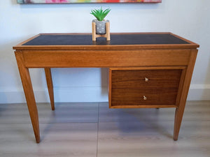 Mid Century Compact Desk Leather Top Dressing Table Uniflex Restored 1960
