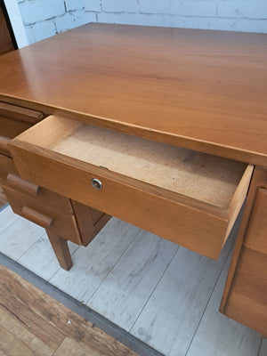 Mid Century Teachers Oak Desk Home Office Writing Desk Laptop Workstation Restored