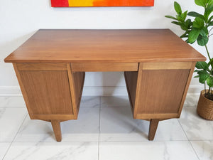 Mid Century Teachers Oak Desk Home Office Writing Desk Laptop Workstation Restored