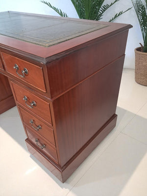 Antique Leather Top Desk Mahogany Home Office Writing Desk Laptop Vintage Restored 1980