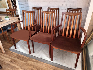 Mid Century Vintage G Plan Fresco Dining Chairs & Carvers  x 6 Retro Teak E Gomme