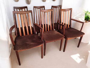 Mid Century Vintage G Plan Fresco Dining Chairs & Carvers  x 6 Retro Teak E Gomme