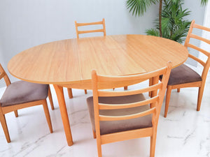 Vintage Mid Century Schreiber Dining Table Extending + 4 x Dining Chairs 1970