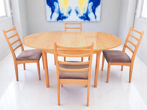 Vintage Mid Century Schreiber Dining Table Extending + 4 x Dining Chairs 1970
