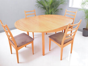 Vintage Mid Century Schreiber Dining Table Extending + 4 x Dining Chairs 1970