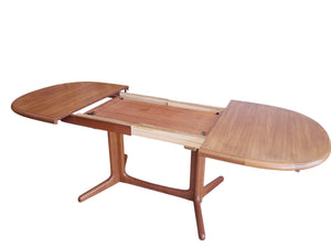 Mid Century Vintage Dining Table Double Extending Danish Valentinsen Teak 1960 Restored
