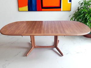 Mid Century Vintage Dining Table Double Extending Danish Valentinsen Teak 1960 Restored