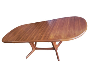 Mid Century Vintage Dining Table Double Extending Danish Valentinsen Teak 1960 Restored