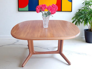 Mid Century Vintage Dining Table Double Extending Danish Valentinsen Teak 1960 Restored