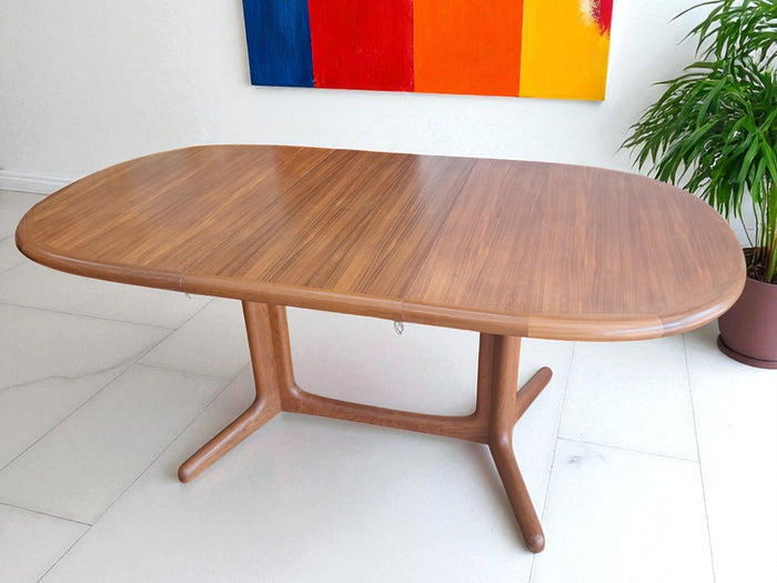 Mid Century Vintage Dining Table Double Extending Danish Valentinsen Teak 1960 Restored