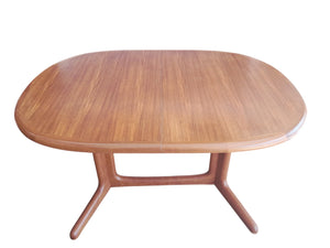 Mid Century Vintage Dining Table Double Extending Danish Valentinsen Teak 1960 Restored