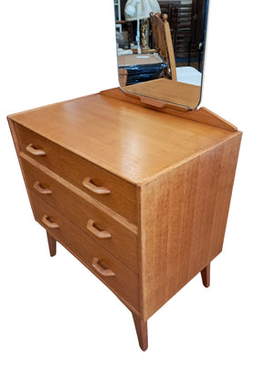 Mid Century G Plan Brandon Oak Dressing Table | Chest of Drawers + Mirror 1960 Compact