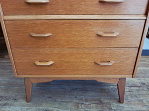 Mid Century G Plan Brandon Oak Dressing Table | Chest of Drawers + Mirror 1960 Compact