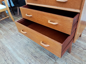 Mid Century G Plan Brandon Oak Dressing Table | Chest of Drawers + Mirror 1960 Compact